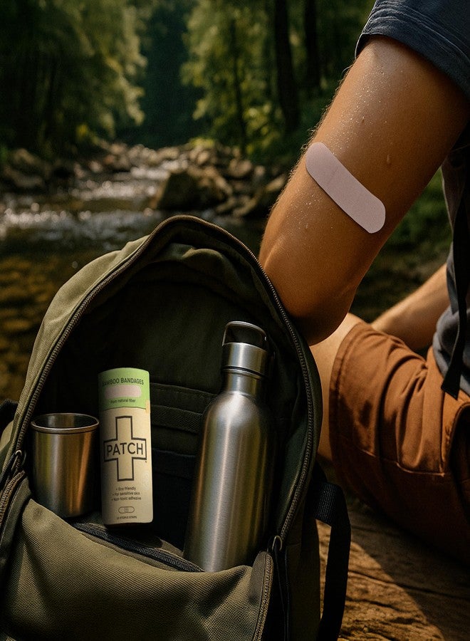 باتش ضمادات باتش الطبيعية الصديقة للبيئة المصنوعة من الخيزران للبشرة الحساسة، ضمادات مضادة للحساسية للبشرة الحساسة، قابلة للتحلل الحيوي، خالية من اللاتكس والبلاستيك، 25 ضمادة - عبوة من 3 قطع - Image 2